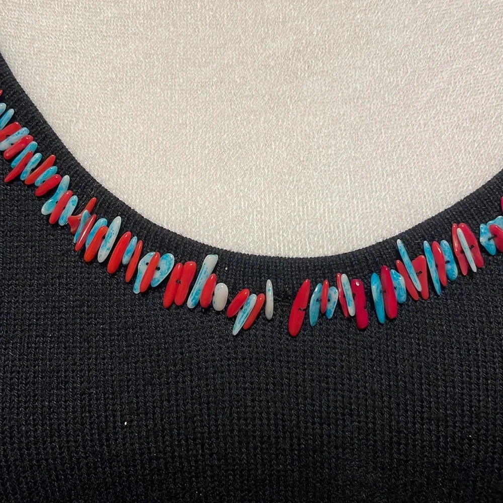 Salon Z Black Knit Top with Turquoise and Coral Beading. Size 2X